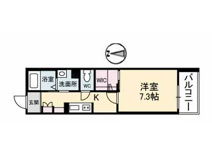 グランベレオ南手城(1K/2階)の間取り写真