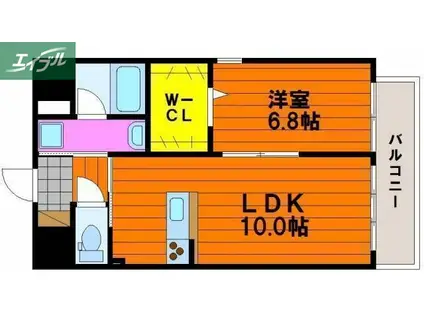 ハアラン高柳(1LDK/4階)の間取り写真