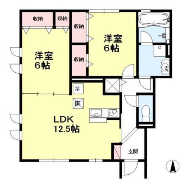 コモレビ大蔵C棟(2LDK/1階)の間取り写真