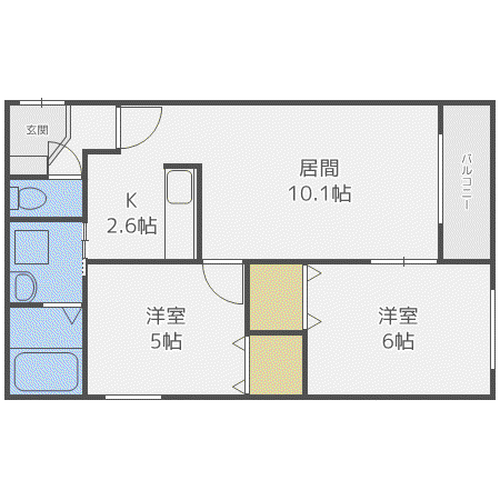 プリオール麻生(2LDK/1階)の間取り写真