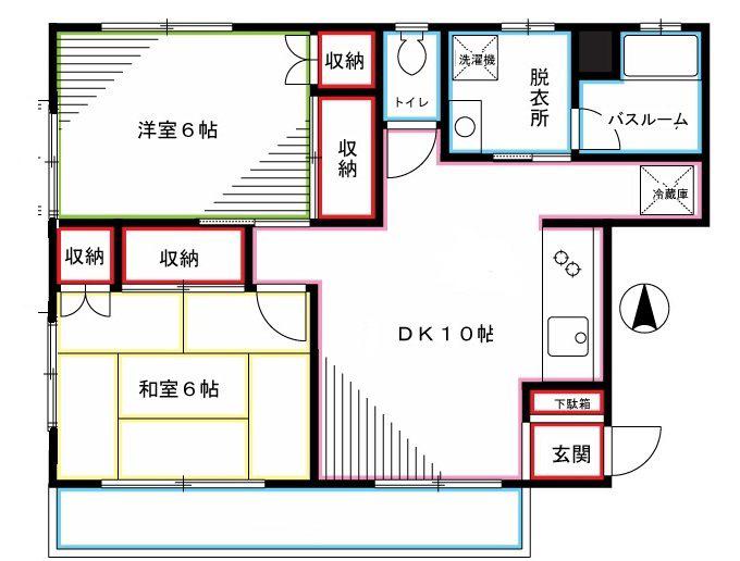 コーポさつきII(2LDK/2階)の間取り写真