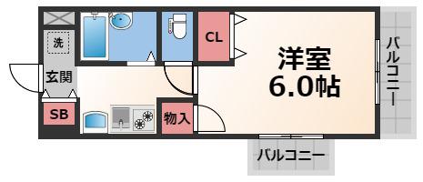 大宝グランシャリオ(1K/3階)の間取り写真