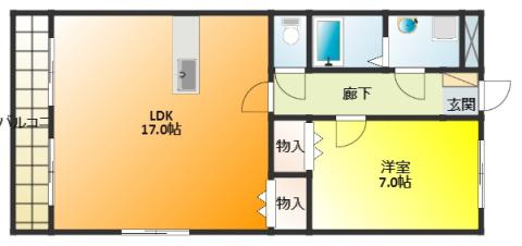 ヴィーブル野口(1LDK/2階)の間取り写真