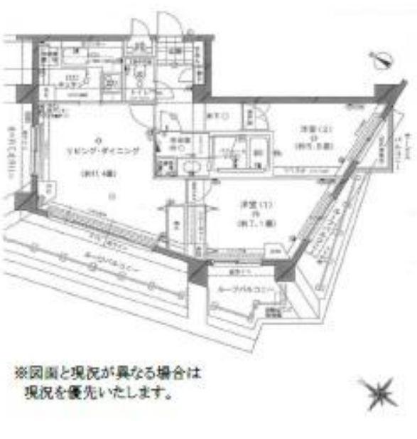 ルシェール赤坂(2LDK/8階)の間取り写真