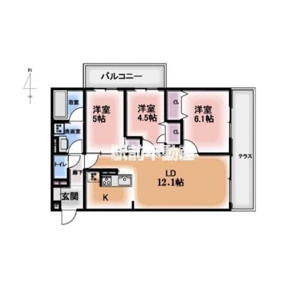 グランドメゾンHEIWAII(3LDK/2階)の間取り写真