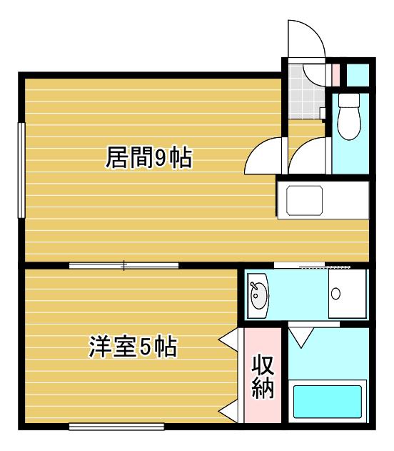 アーバン文教大前A(1LDK/2階)の間取り写真