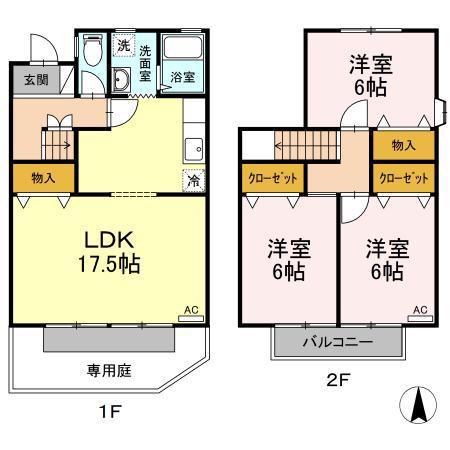 ペアシティ屋島(3LDK/1階)の間取り写真