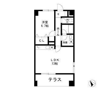 パークビュー仲町台(1LDK/1階)の間取り写真