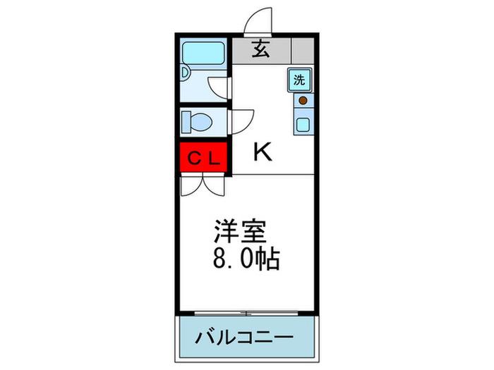 プランツ緑地(1K/6階)の間取り写真