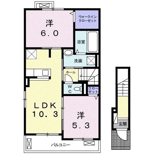 プリムラ 参番館(2LDK/2階)の間取り写真