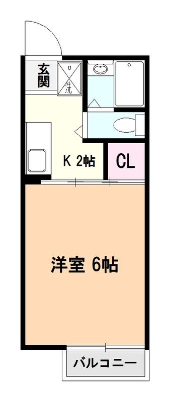 シティハイムけやき通A(1K/2階)の間取り写真