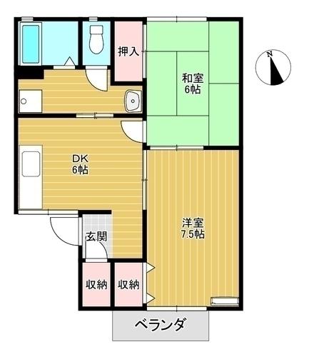 メゾンドリバティ(2DK/1階)の間取り写真