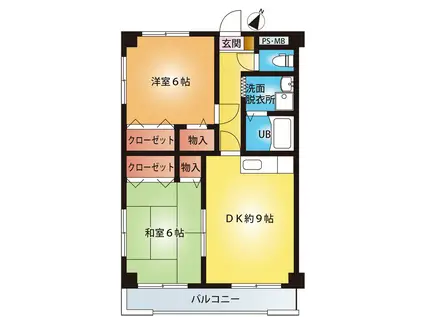 ミルフィーユ門井(2DK/3階)の間取り写真