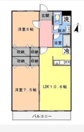 マンション柏(2LDK/2階)の間取り写真