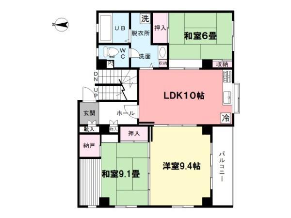 グランシャトー井草(3LDK/3階)の間取り写真