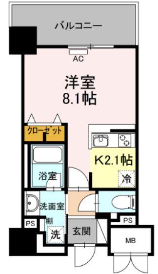 D FOREST 甲南(ワンルーム/6階)の間取り写真