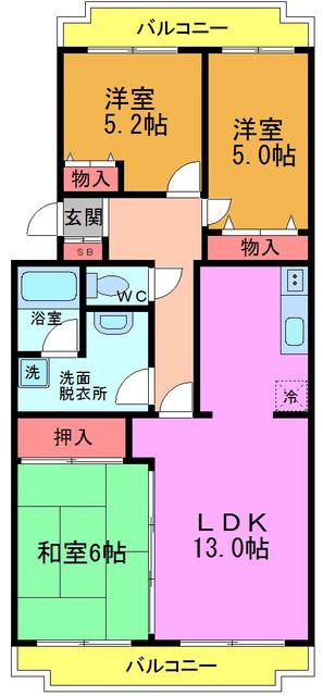 グリーンシャンテ(3LDK/1階)の間取り写真