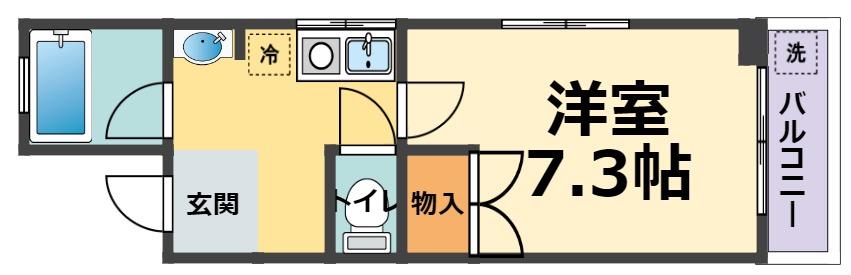 フレンズB棟(1K/1階)の間取り写真