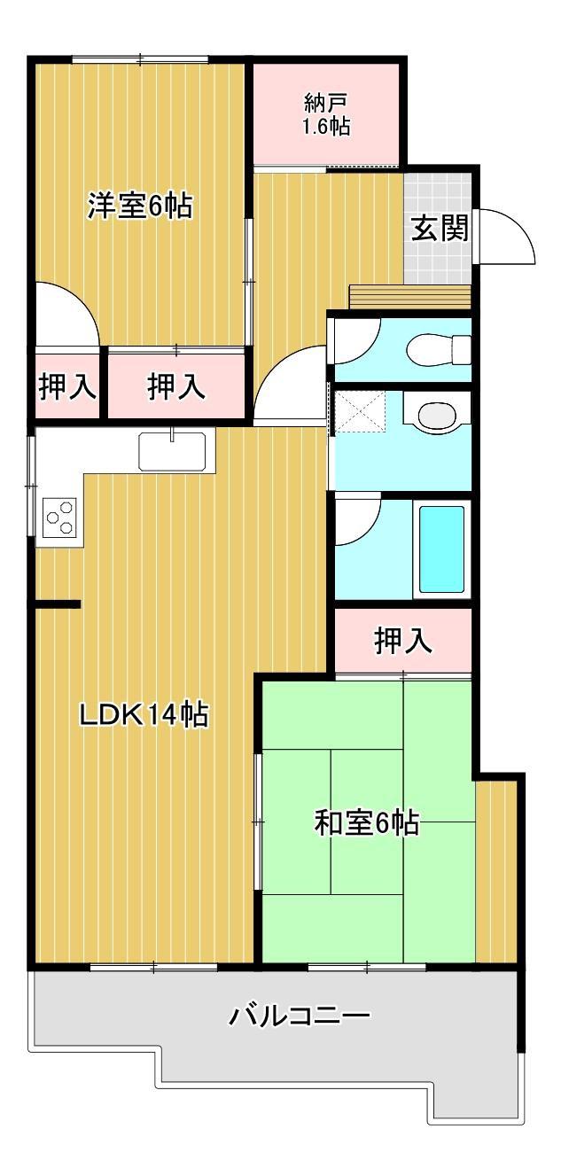 マンションいと(2LDK/3階)の間取り写真