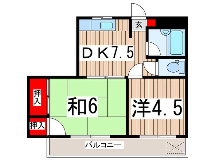 ベルトゥリー(2DK/2階)の間取り写真