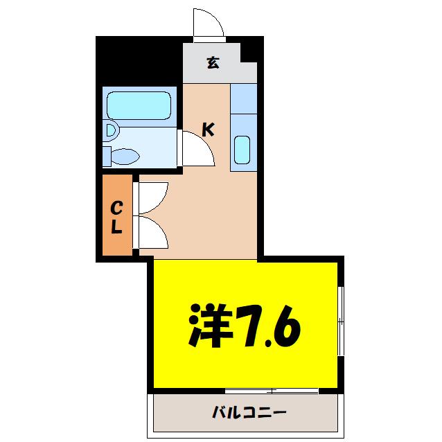 みどり町ハイツ(1K/4階)の間取り写真