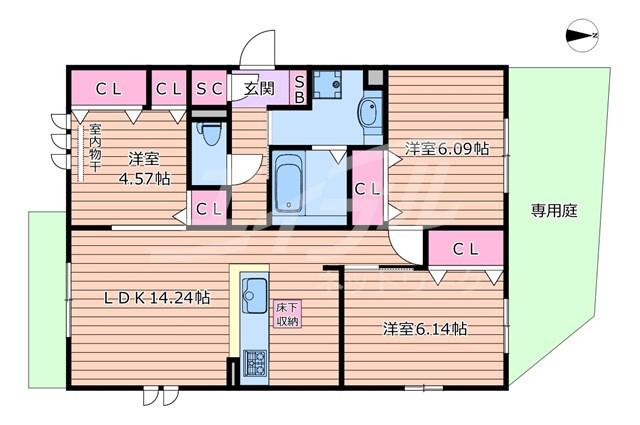 レジデンス椿(3LDK/1階)の間取り写真