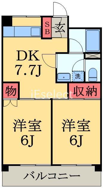 プリヴェール末広(2DK/5階)の間取り写真
