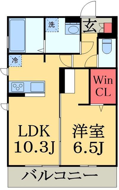 ソル ド レーブ アッシュ(1LDK/2階)の間取り写真
