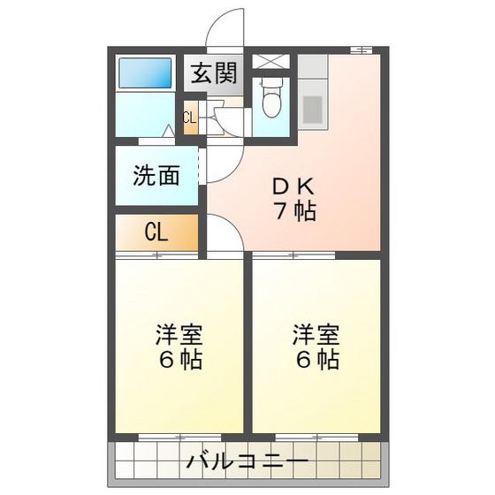 マ・シェリー(2DK/1階)の間取り写真