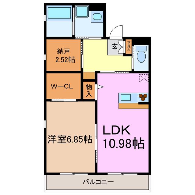 PRIUS相原郷(1SLDK/3階)の間取り写真