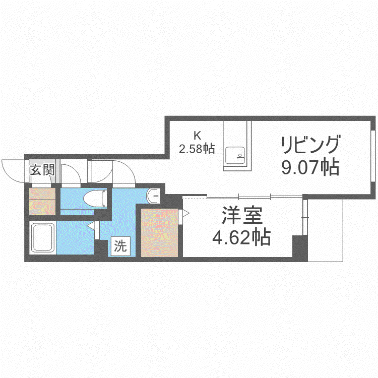 ピオネロ琴似(1LDK/3階)の間取り写真