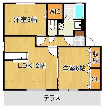 グリーンコート楽(2LDK/1階)の間取り写真