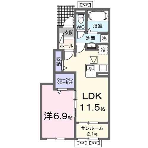 スターライツ(1LDK/1階)の間取り写真
