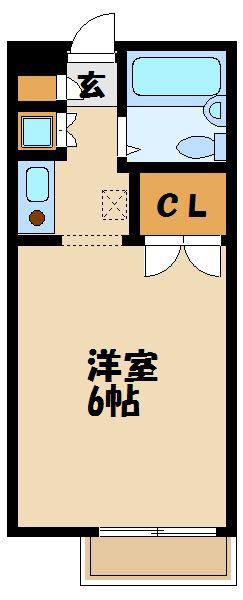 ハイツ秀峰(1K/2階)の間取り写真