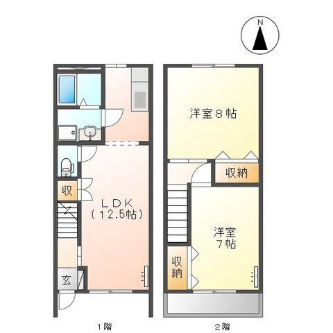 アルカディア(2LDK/1階)の間取り写真