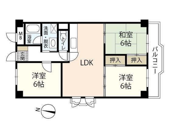 アームズ皆実(3LDK/7階)の間取り写真