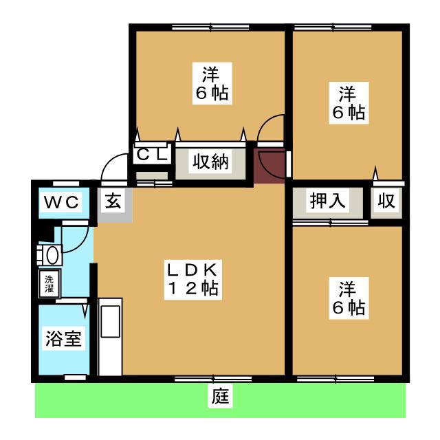 カサヴィレッジA(3LDK/1階)の間取り写真