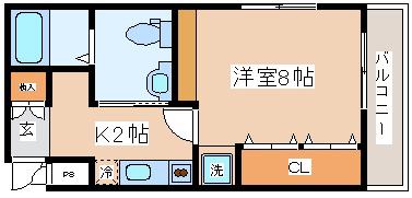MS三宮(1K/2階)の間取り写真