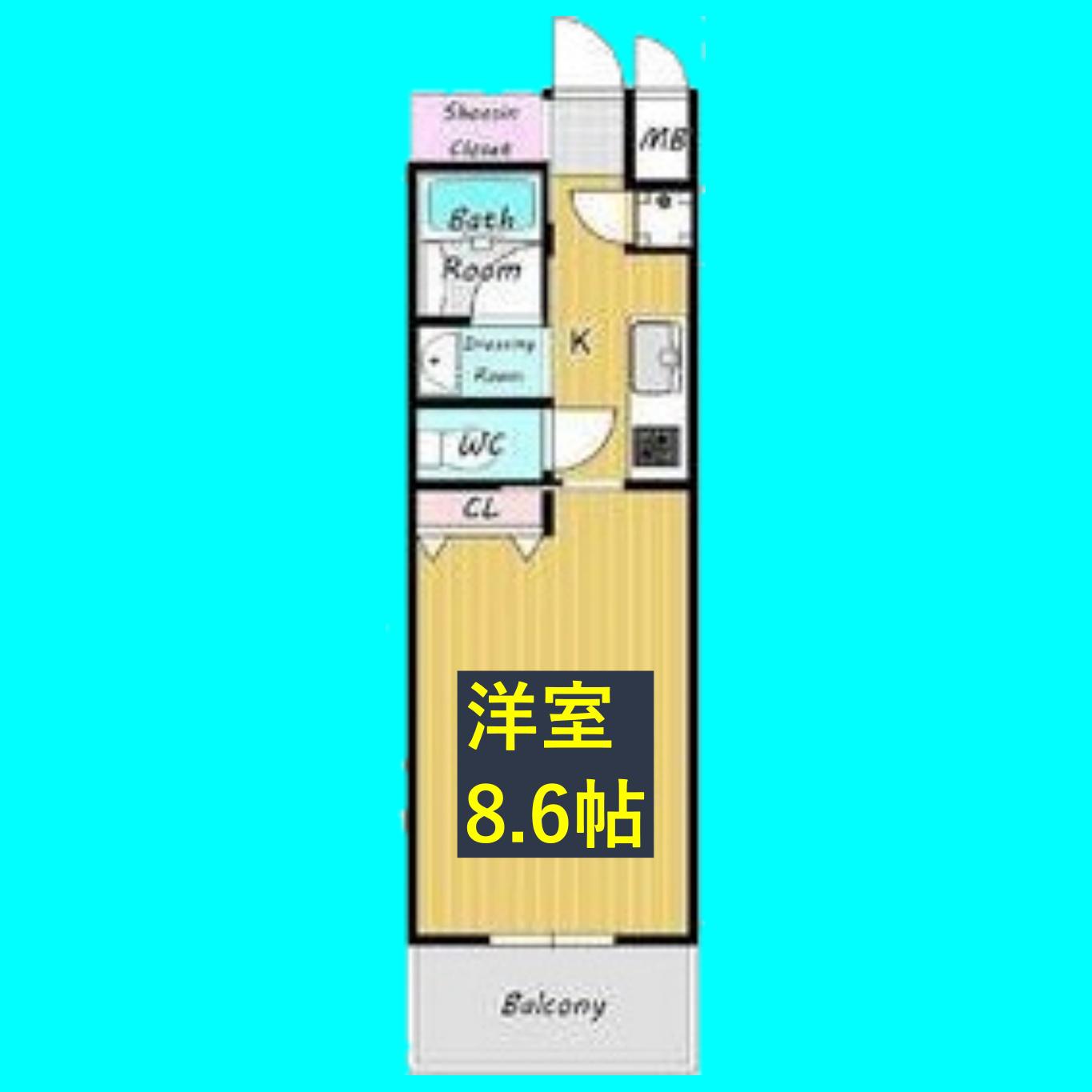 セレニティー名駅(1K/11階)の間取り写真