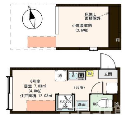 エスポワール千住大橋(ワンルーム/2階)の間取り写真