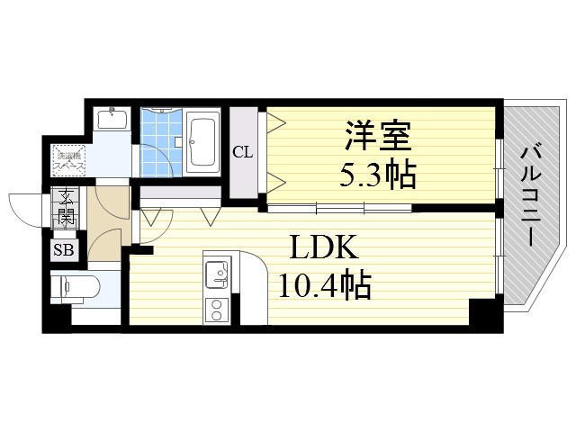 SK RESIDENCES 城北(1LDK/2階)の間取り写真