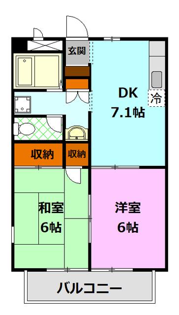 パルネットアメニティ(2DK/2階)の間取り写真