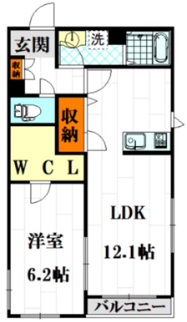 グロリアコート(1LDK/2階)の間取り写真