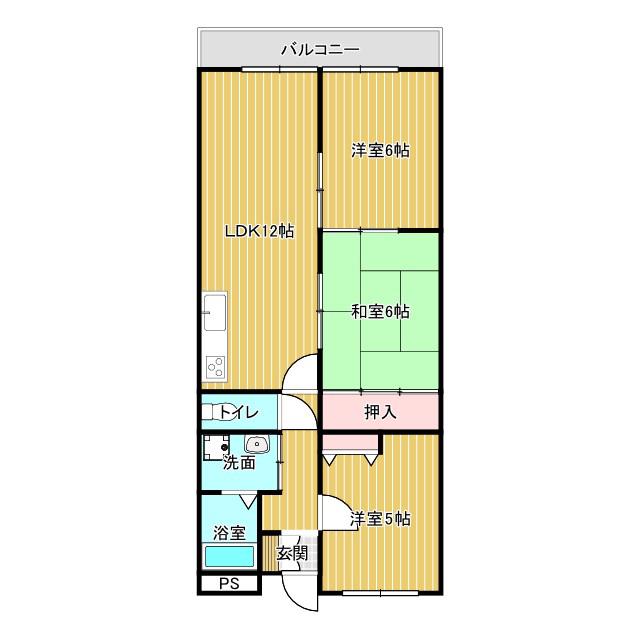 シャンポールものべ(3LDK/3階)の間取り写真