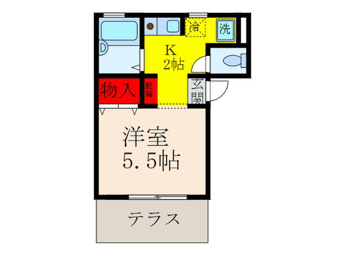 シンフォニー(1K/1階)の間取り写真