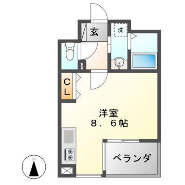 CITY SPIRE 名古屋大須(ワンルーム/5階)の間取り写真