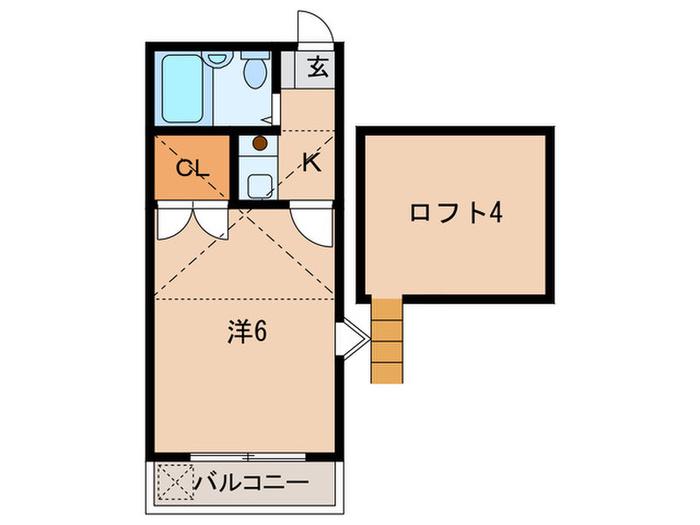 ビギン西山(1K/2階)の間取り写真