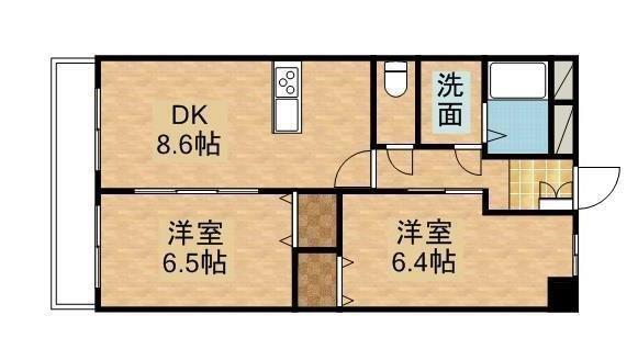 ハイアットコート(2DK/2階)の間取り写真