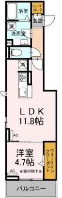 セリシアージュX(1LDK/3階)の間取り写真
