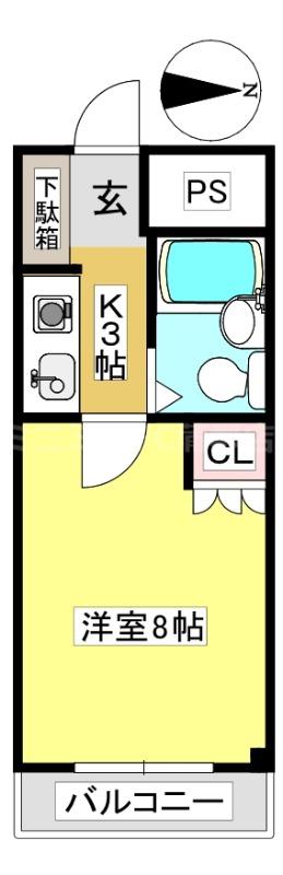 スカイエクセル御津A(1K/5階)の間取り写真